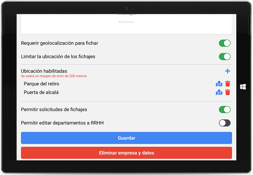Funciones avanzadas de fichajes