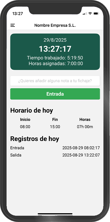 Aplicación para fichar en el trabajo y registrar jornada laboral con FicharApp
